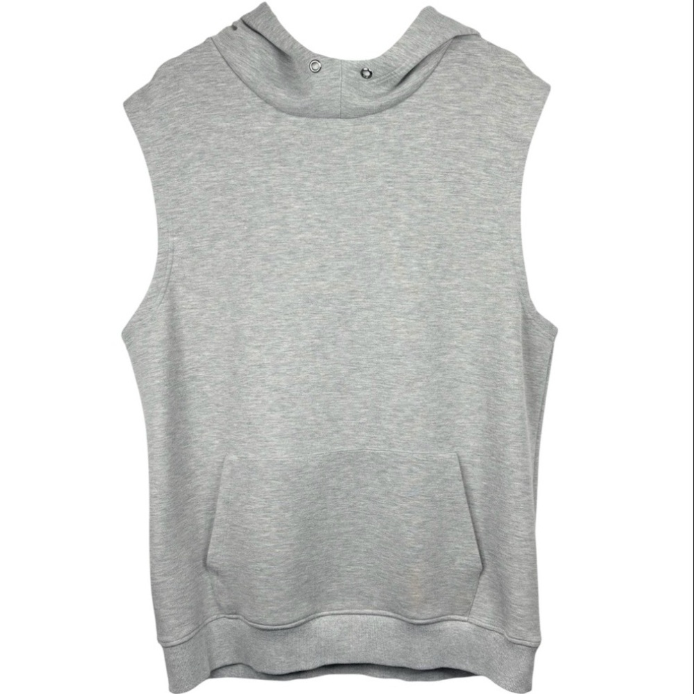Zyia Active Light Grey Sport Cutoff Kangaroo Pocket Activewear Hoodie Vest XXXL